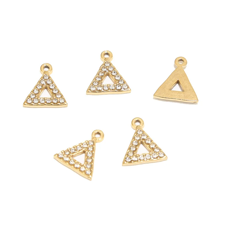 

10pcs Stainless Steel 13*15mm Hollow Crystal Triangle Pendants Charms Craft Findings for DIY Jewelry Earring Making