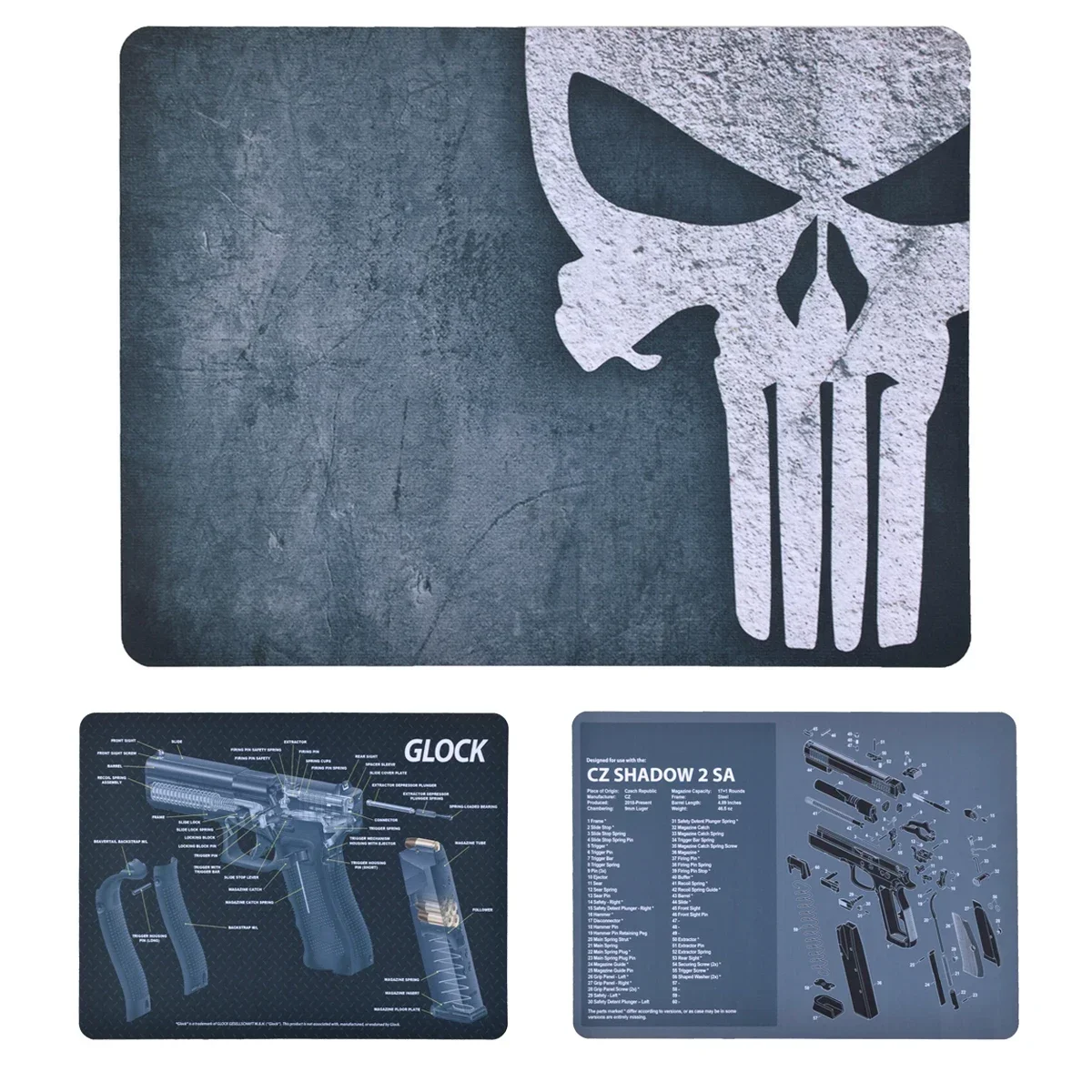 Tactical Gun Cleaning Mat Rubber SIG P250 CZ Shadow 2 SA Glock 17 19 With Parts Diagram Instructions Mouse Pad