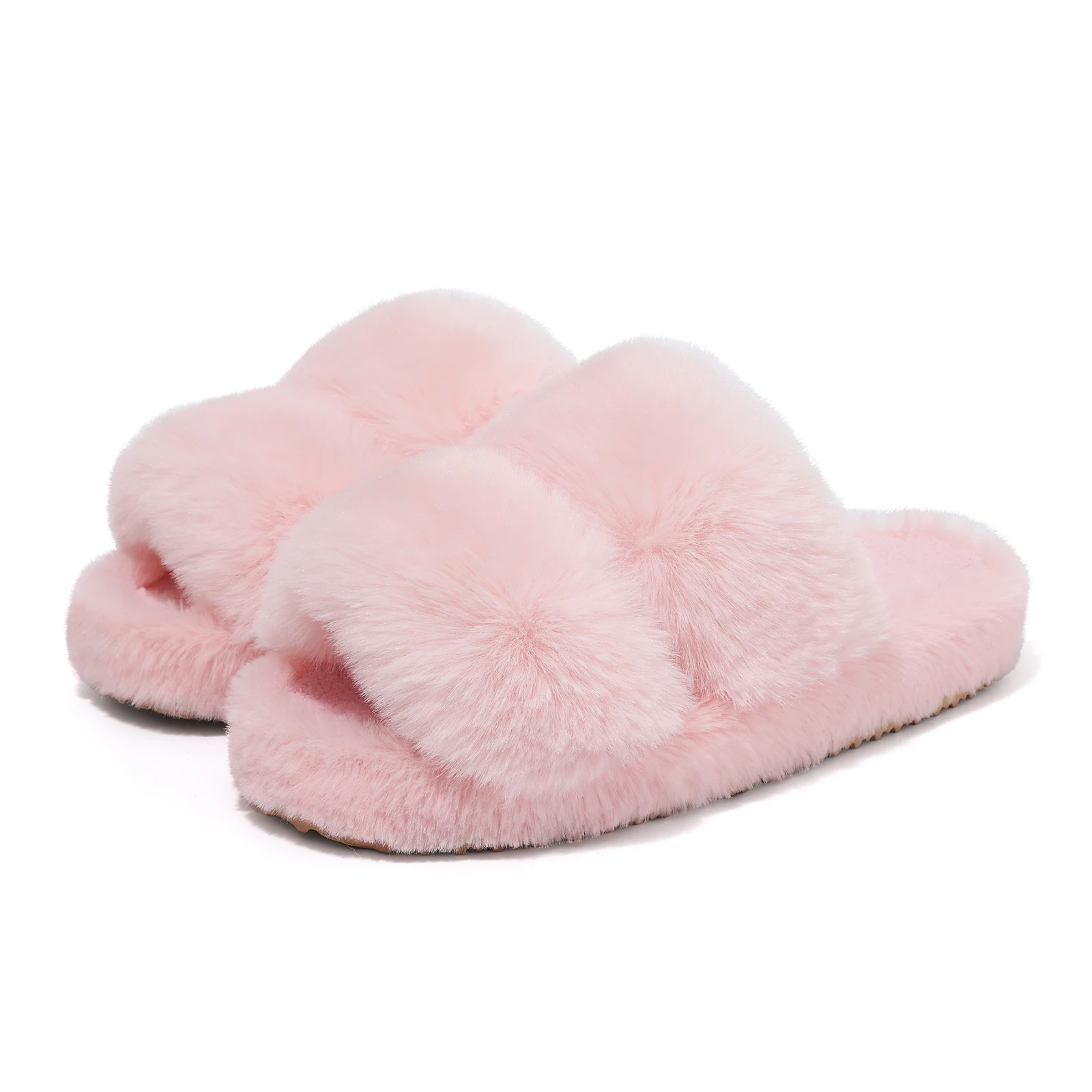 Eyriphy New Fuzzy Flat Slippers For Women Winter Warm House Slippers Fashion Short Plush Women Slippers Female Bedroom Slippers 3