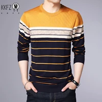 Men's New Fashionable Striped Knitted Shirt Long Sleeved Comfortable All Season Base Shirt Casual Top 1