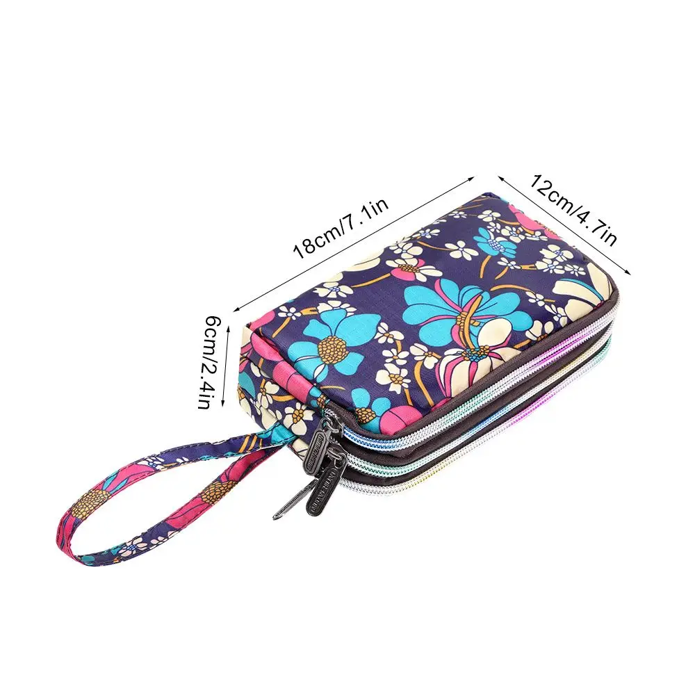 1PC Print Canvas Three-layer Long Wallet Larger Capacity Coin Purse Portable Waterproof Female Handbag Print Canvas Bag 5