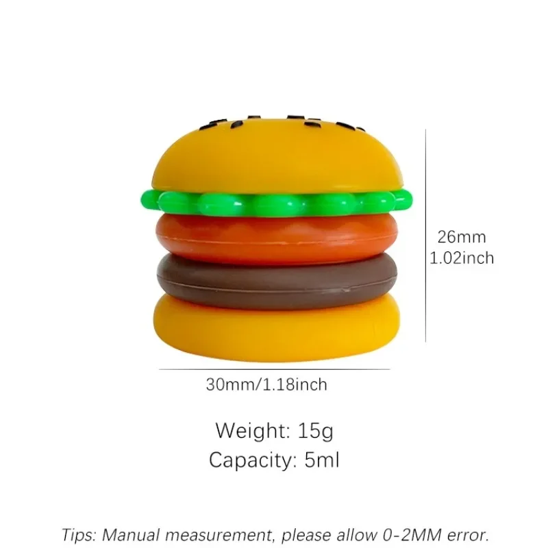 Hamburger Shape Silicone Jar 5ML Portable Oil Box Silicone Container Storage Box Candle Jar