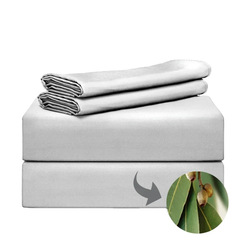 Honeymoon Luxury cooling bamboo lyocell fabric cotton bulk bed Sheets nature softer than silk ding cover sheet Set