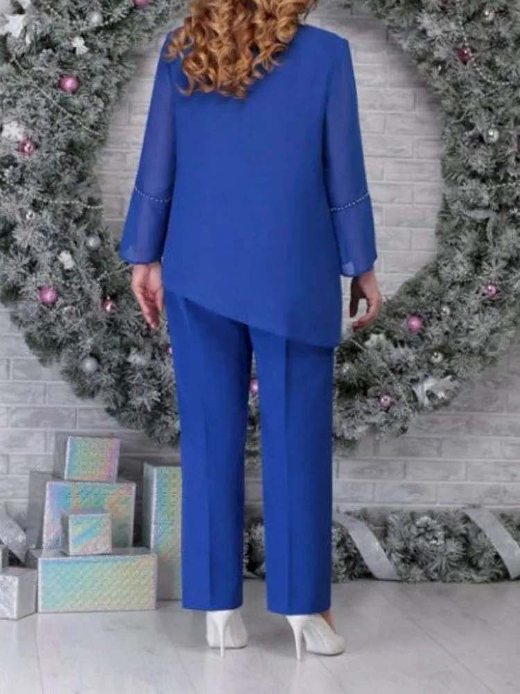 Women Casual Long Sleeve Blouse Sets Two Piece