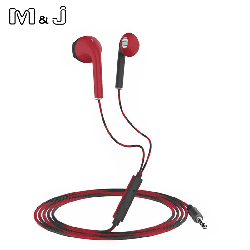 M&J In-ear Earphone Headphone Headset Stereo Earbuds With Mic 3.5mm Aux Jack Wired For Iphone 5 6 6S Samsung Huawei Xiaomi Redmi