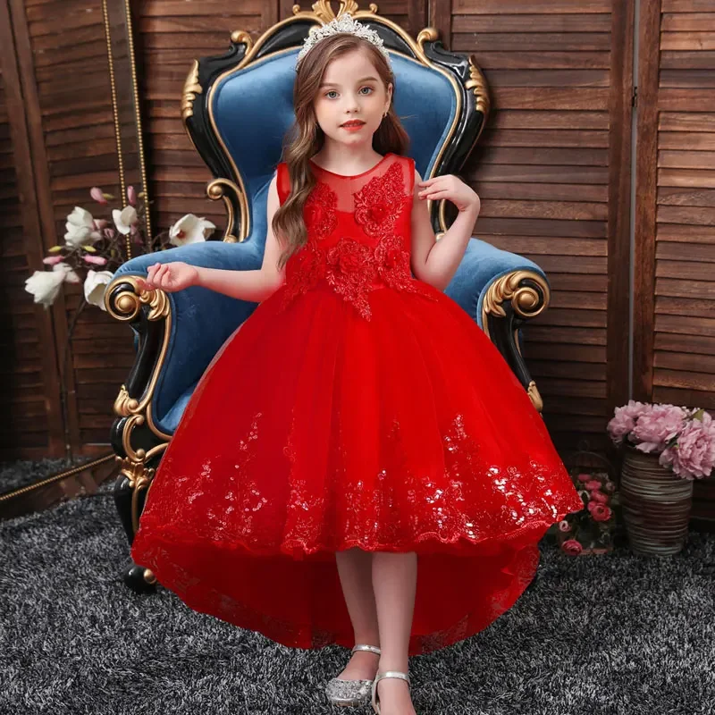 

Summer Kids Dresses for Girls Lace Sleeveless Children Girls Party Dress Fashion Girls Dresses for Party and Wedding 4-12 Years