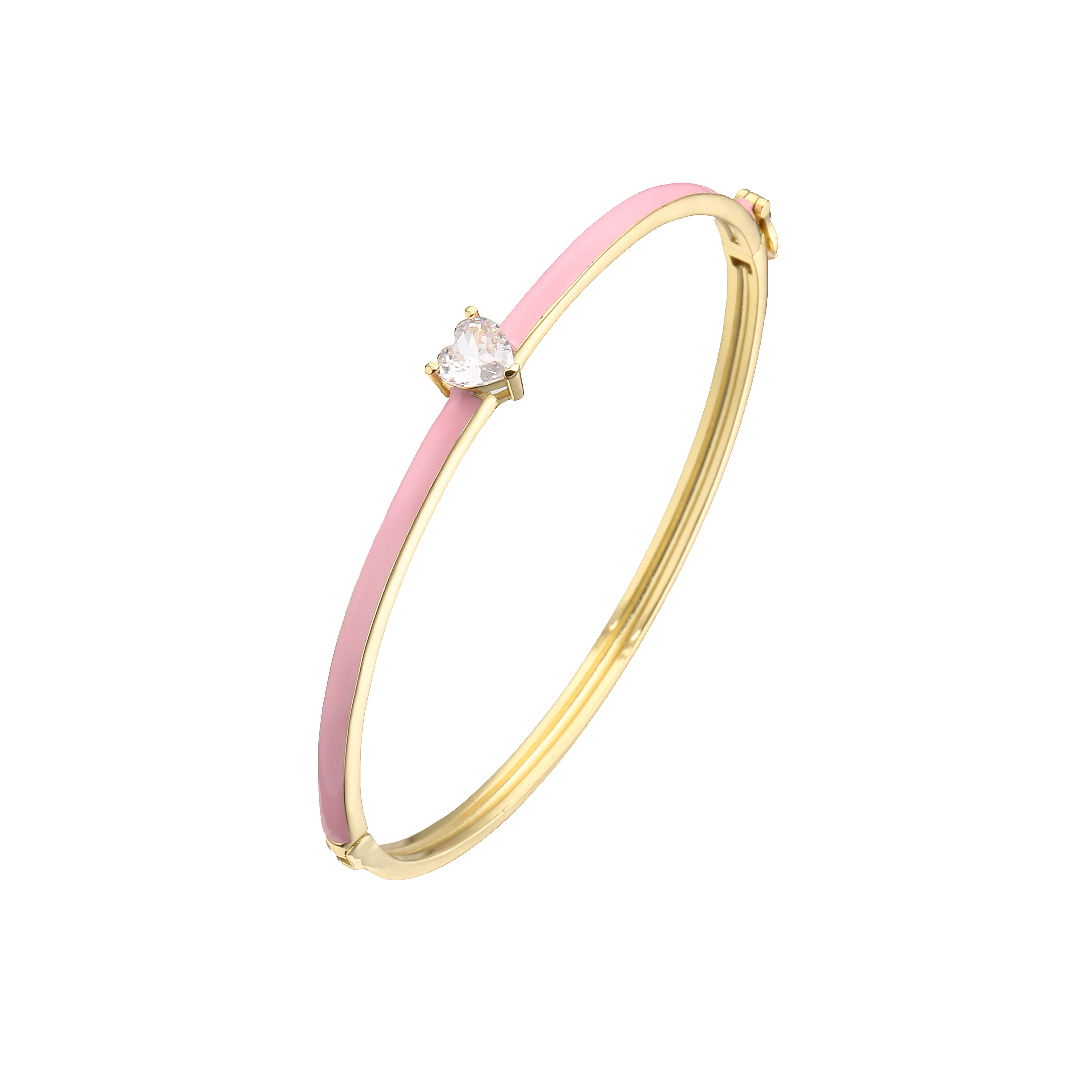 HECHENG, Love Heart Bangle Candy Bracelet for Women Rose Neon Green Enamel Bracelet, Gold Color Infinity Jewelry wholesale 3