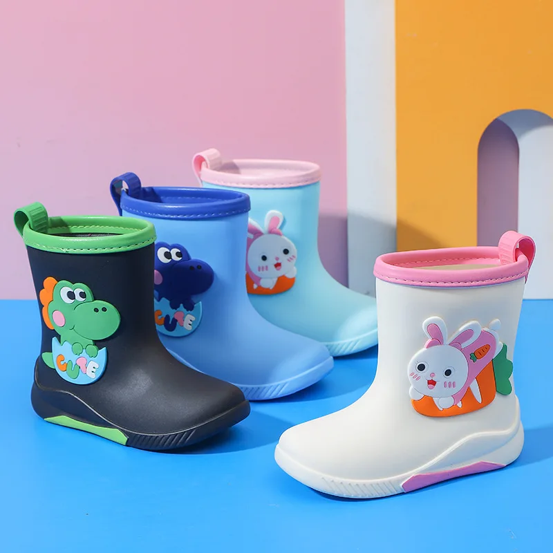 

Children Rain Boots Baby Cute Cartoon Water Shoes Girls Boys Waterproof Non-Slip Water Boots Kids PVC Soft Rubber Shoes 레인부츠