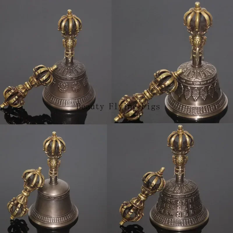 Nepal Tibetan Bells Chimes Handmade Brass Vajra Bell and Pestle Meditation Tool Sound Healing Instrument Buddhist Supplies Gifts 2