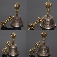 Nepal Tibetan Bells Chimes Handmade Brass Vajra Bell and Pestle Meditation Tool Sound Healing Instrument Buddhist Supplies Gifts 2