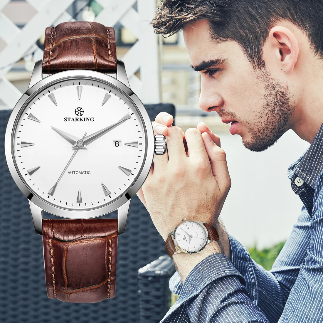 316 Steel Case Mechanical Watch For Men Sapphire Glass Stainless Steel 50M Waterproof