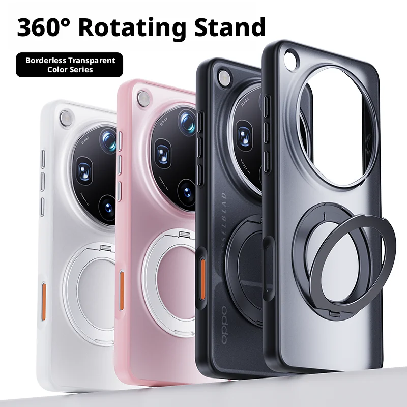 Matte Translucent Skin-Feel Case with 360° Holder Ring and Magnetic Anti-Slip, Anti-Stain Features