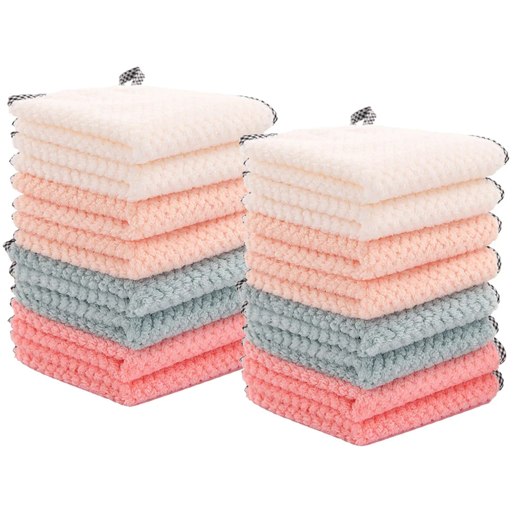 

16 Pcs Micro Fiber Towel Hangable Cleaning Household Dish Rags Kitchen Cloth Tea Supple Towels Multi-function Washcloths