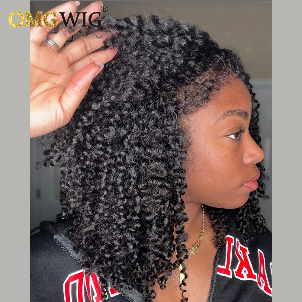 Curly Baby Hair Pre Plucked Curly Lace Front Human Hair Wigs 13x6 Lace Frontal For Black Women Kinky HairLine New Trend 180%