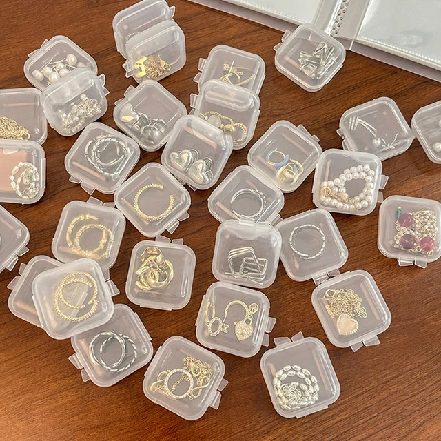 10PCS/set Mini Storage Box Transparent Square Plastic Box Earrings Jewelry  Packaging Storage Small Square Box
