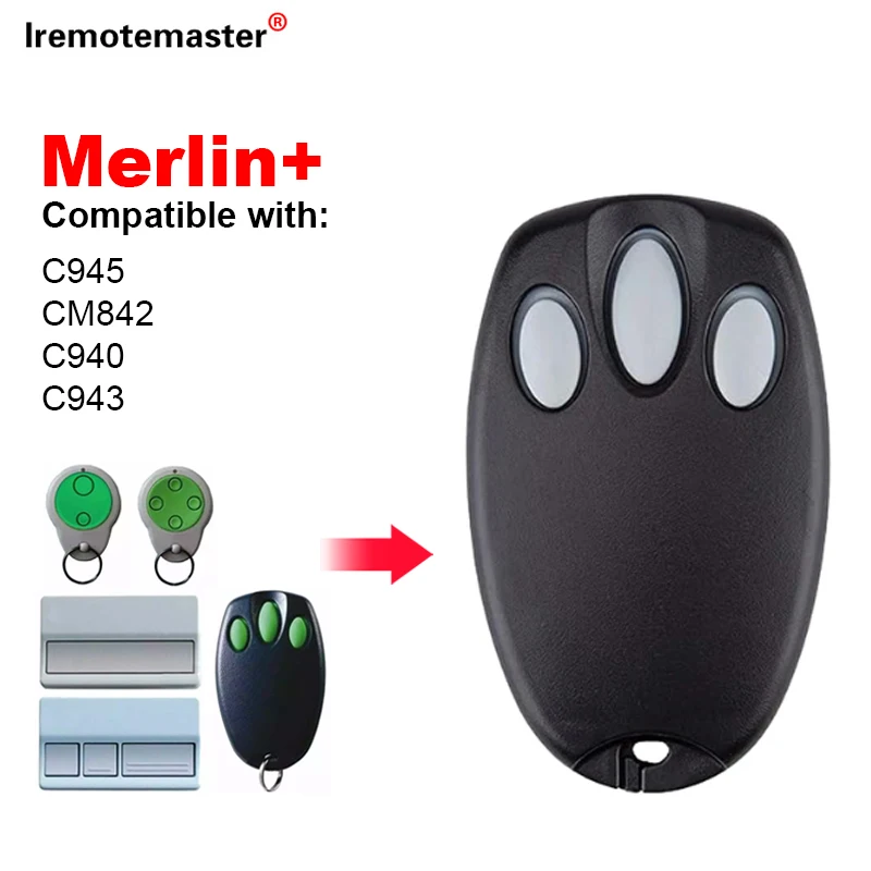 For MERLIN+C945 CM842 C940 C943 CM844 CM128 HE60 MGA600 MT60 MT800 Garage Door Remote Control 433.92MHz Command Transmitter 3
