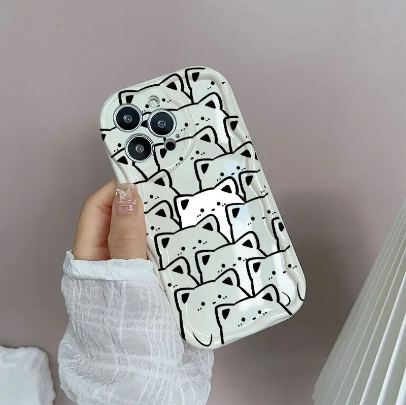 Cute Creative Music Cat Phone Case - Stylish Wave Cover Design