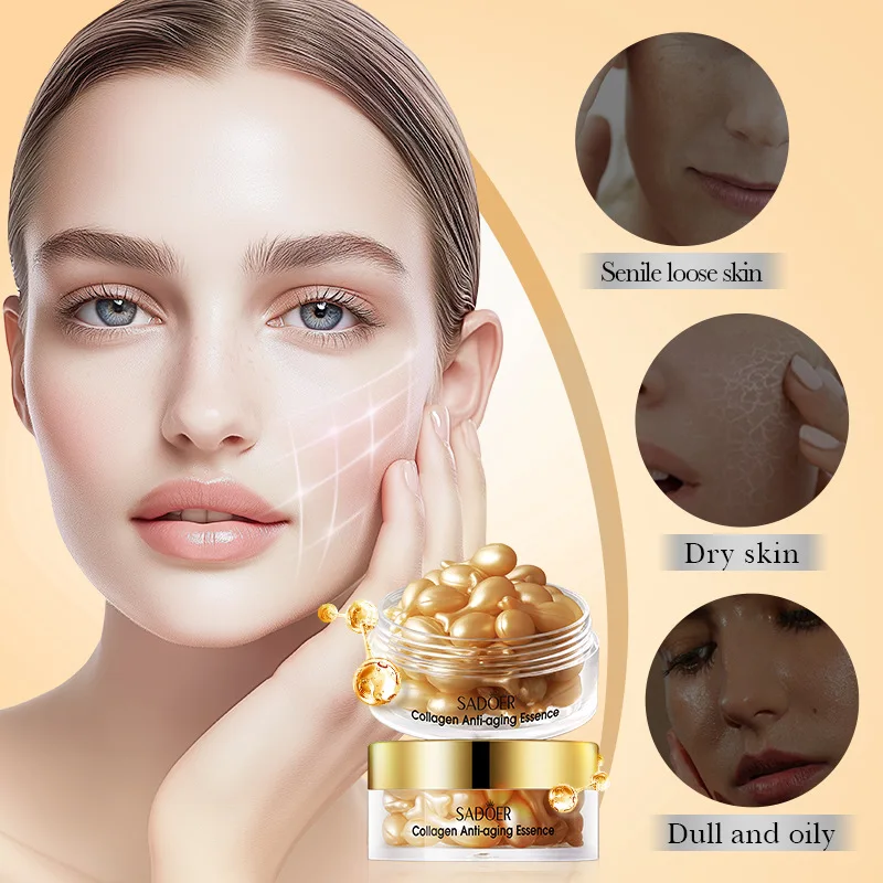 30pcs SADOER Anti Wrinkle Collagen Face Serum Capsule Facial Moisturizing Anti-aging Facial Essence Face Skin Care Products