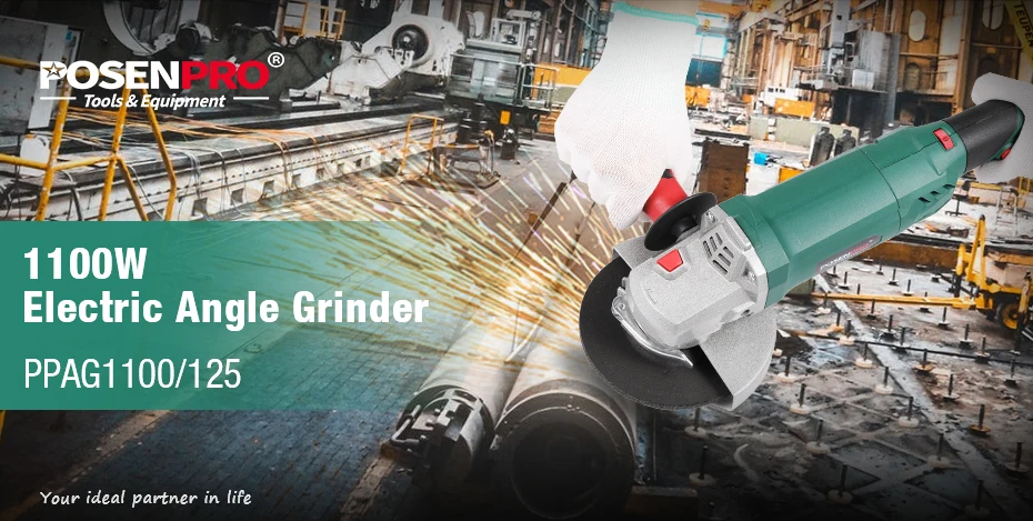 1100W 125mm Electric Angle Grinder 6 Speed Control Variable Speed Toolless Guard Cutting Grinding Metal Stone Power Tools