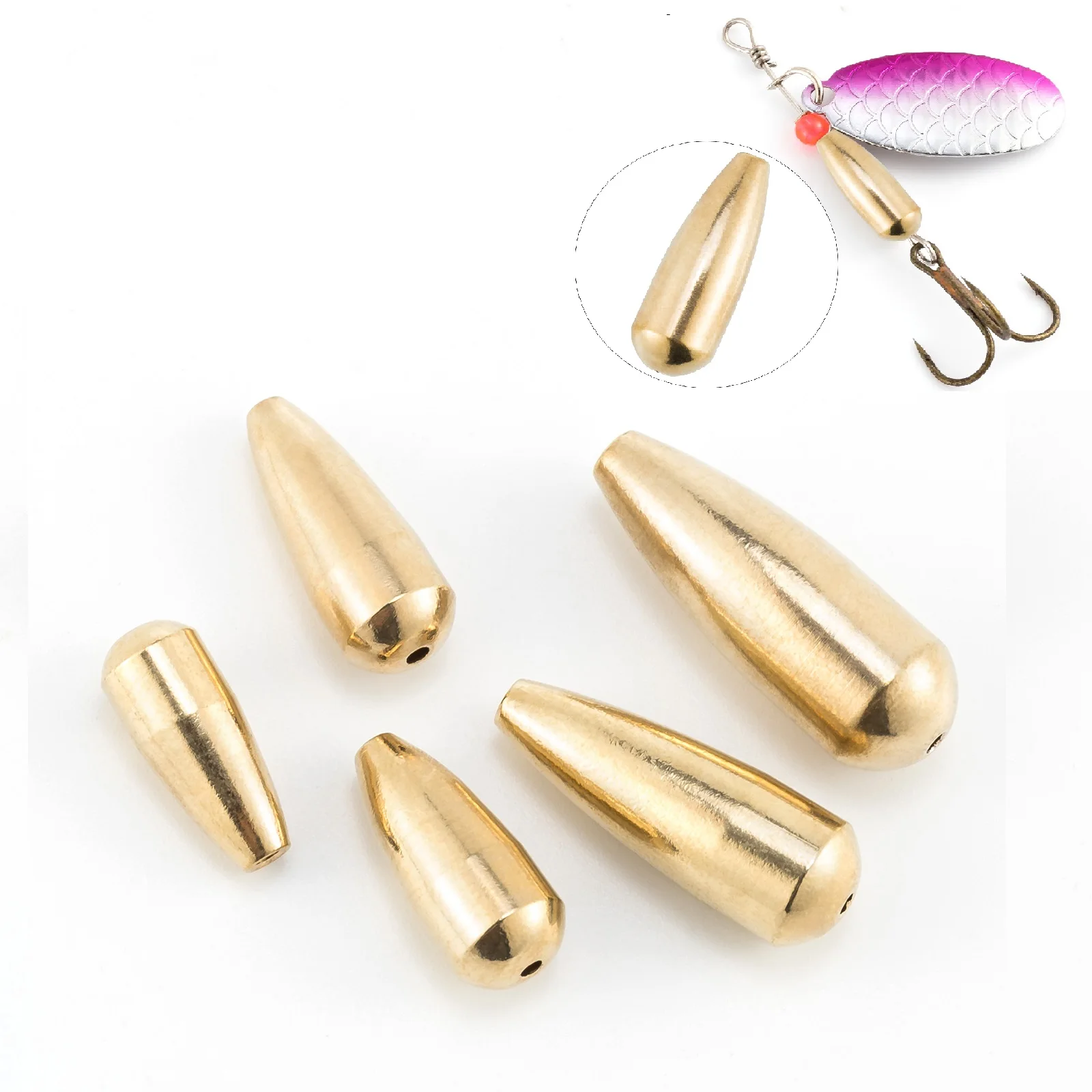 

20pcs Brass Fishing Weight Sinker Spinner Bodies Lure Making Supplies Spinnerbait Inline Spinner Tail Spinner Rig Bass Trout