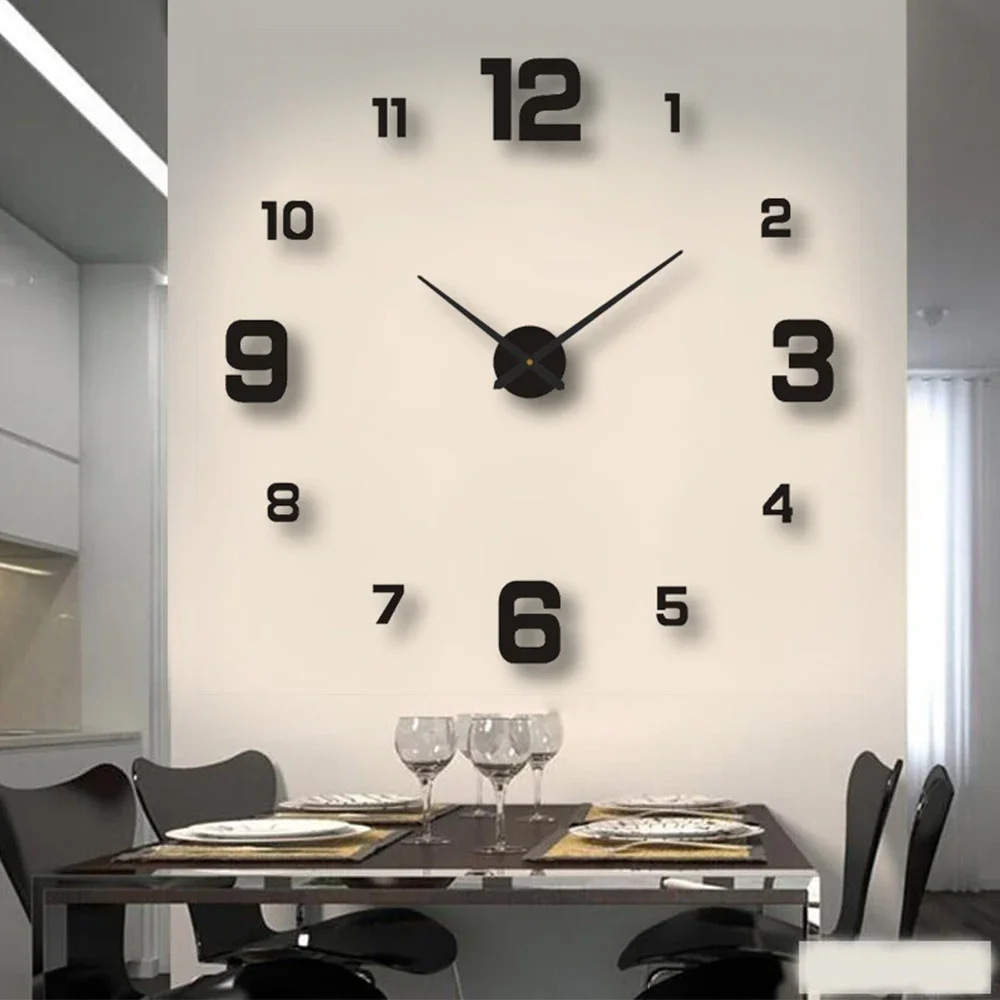 Modern Design Large Wall Clock 3D DIY Quartz Clocks Fashion Watches Acrylic Mirror Stickers Living Room Home Decor Horloge