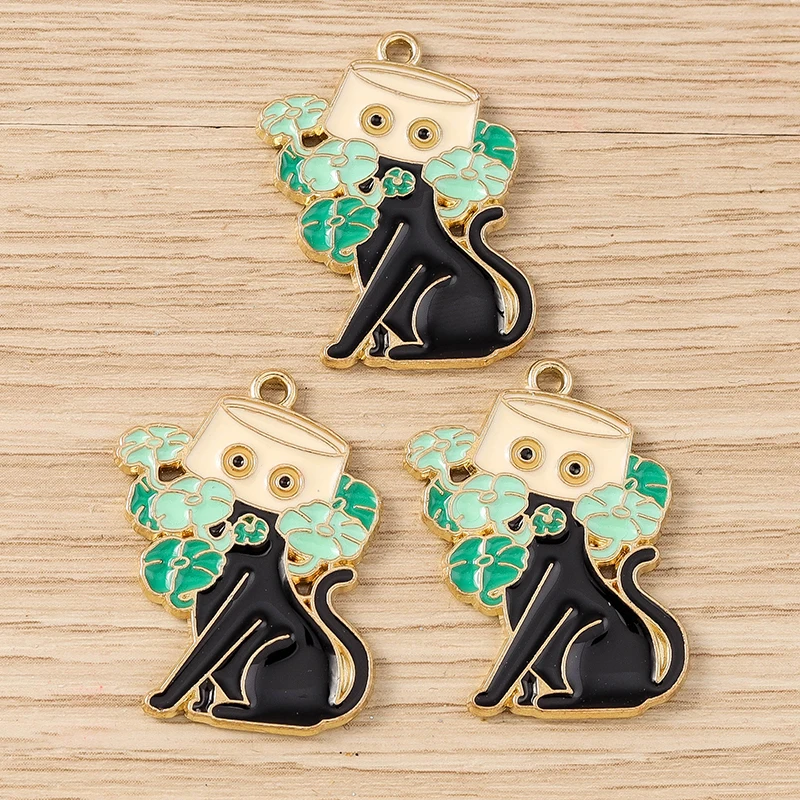 Tusember 10 Teile/los Nette Emaille Pflanze Kaktus Katzen Charms für DIY Schmuck Machen Tropfen Ohrring Armband Handgemachte Halskette Handwerk – Detail 3