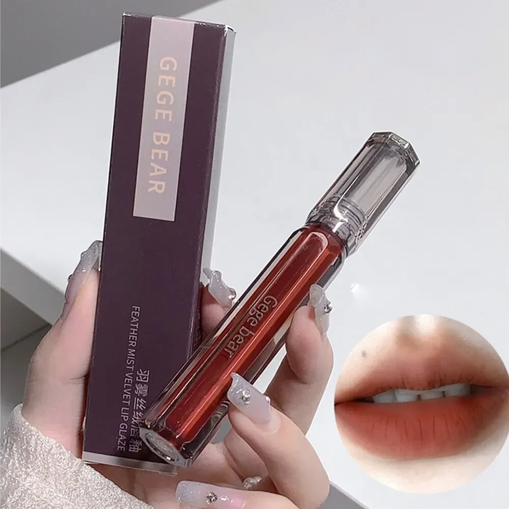 Gege Bear Velvet Matte Mist Lipstick Long Lasting High Pigment Color Non-Stick Cup Velvet Lip Gloss for Daily Makeup 2