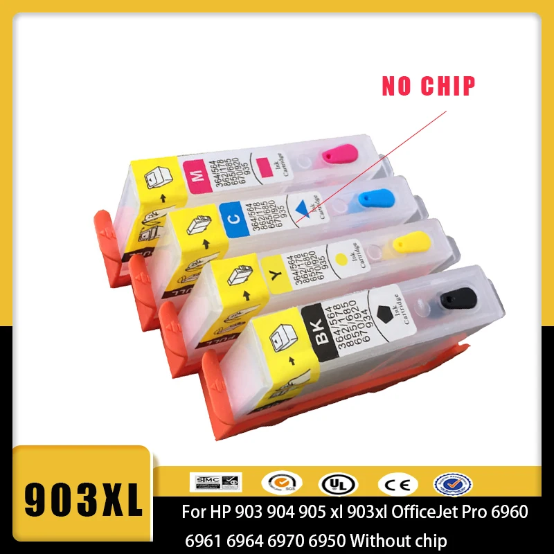 Ink Cartridge vilaxh 903 Refillable Ink Cartridge Replacement For HP 903 904 905 xl 903xl OfficeJet Pro 6960 6961 6964 6970 6950 Without chip printer supplies ink cartridge inkjet ink cartridge