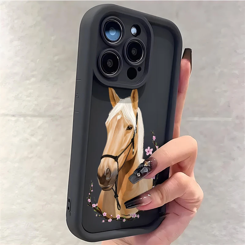 Adorable Horse-Patterned Silicone Shockproof Phone Case - Soft Protective Cover