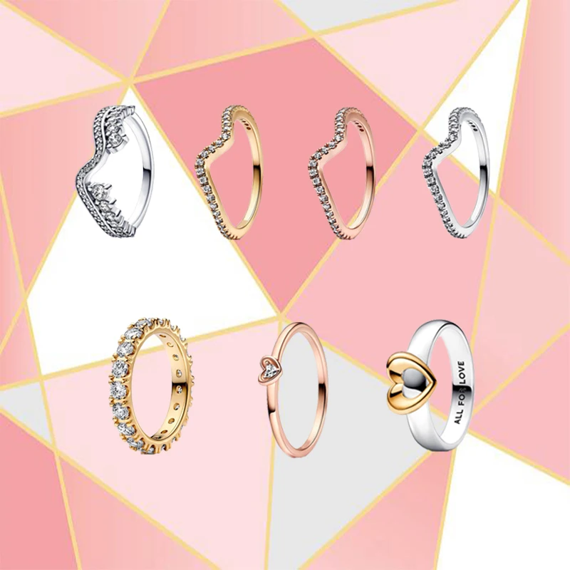 

Новинка 2023, модное кольцо из серебра 925 пробы, кольцо с ярким волнистым узором, двухцветное ювелирное изделие с умным сердцем, Романтический Роскошный подарок на день Святого Валентина