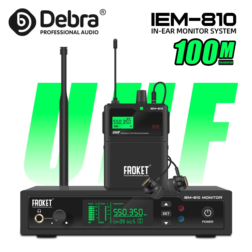 IEM-810 Mono Wireless In-Ear Monitor System UHF Bluetooth 5.0 100 meters 530-580 MHZ for stage performances