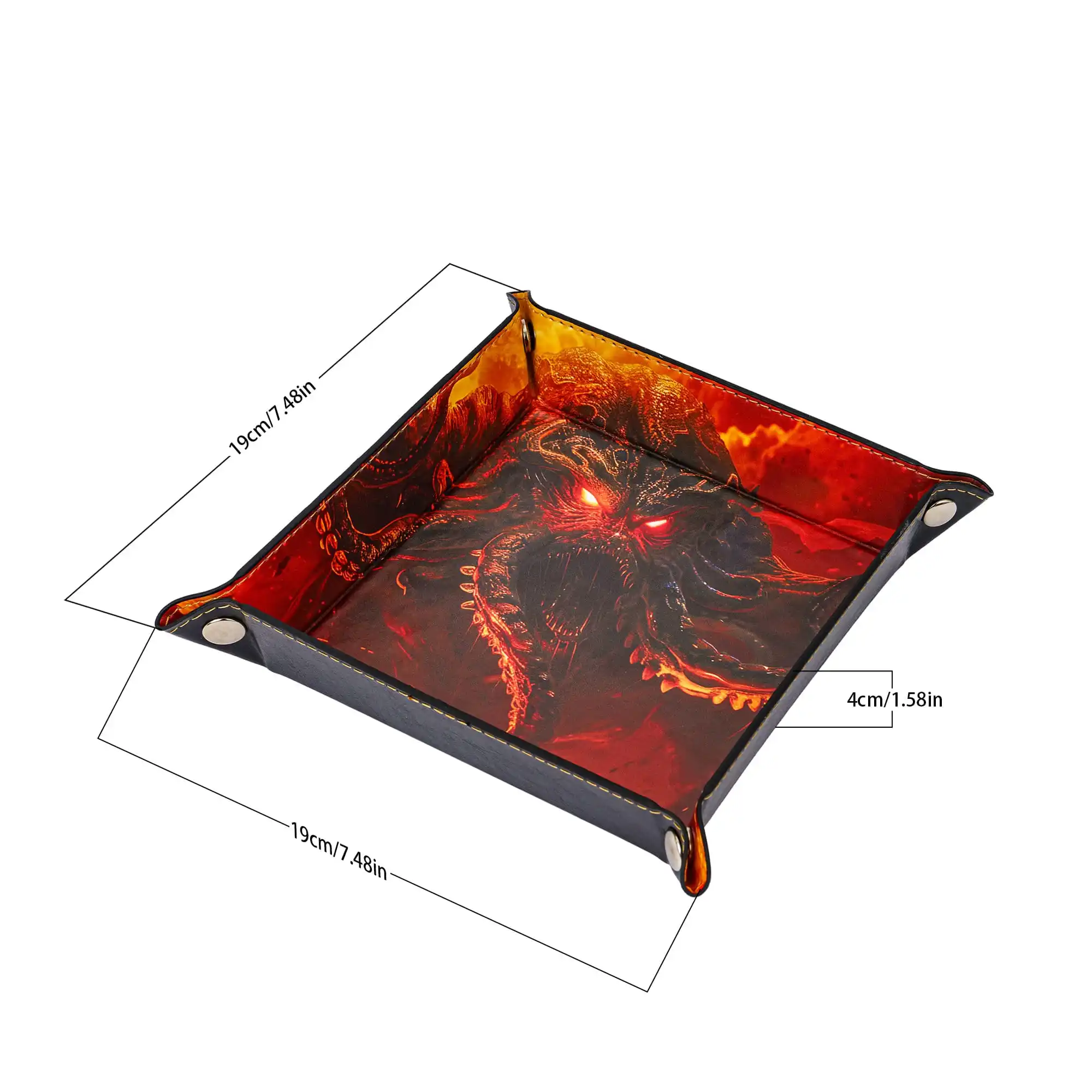 Dice Tray Foldable Square PU Leather Octopus Printed Dice Rolling Tray Holder for D&D Board Games Multiple Items Storage