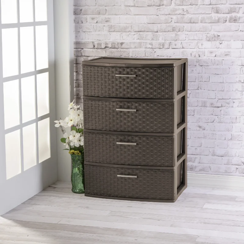 Sterilite Espresso Weave Wide 3-Drawer Organizer