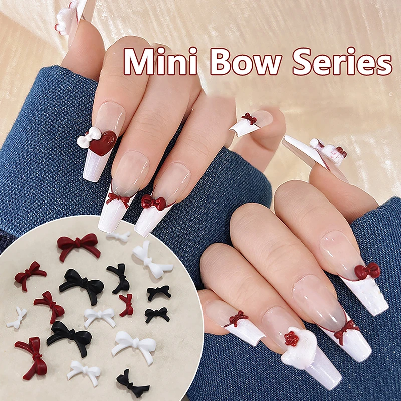 Mini Bow Nail Charms Bulk Mix 3D Bowknot Nail Art Decoration Accessories for DIY Manicure Korean Design 50Pcs Nail Art Accessories