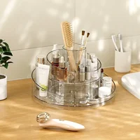 2024 New Cosmetics Rotary Storage Box Acrylic Transparent Makeup Flat Storage Rack Desktop Dressing Table Storage Rack 1
