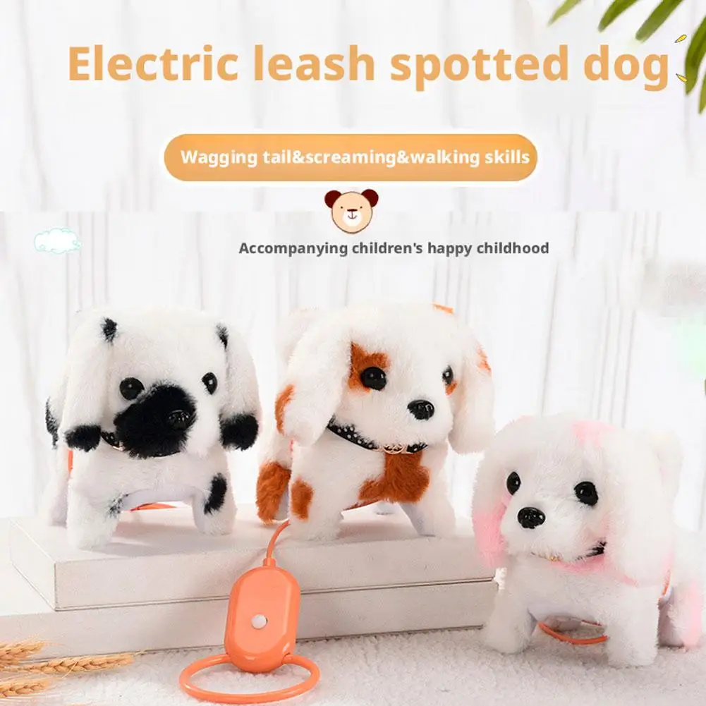 전기 시뮬레이션 강아지 플러시 장난감 인터랙티브 개 로봇 걷기 짖는 소리 꼬리 흔드는 장난감 어린이를위한 생일 크리스마스 선물 F2G4