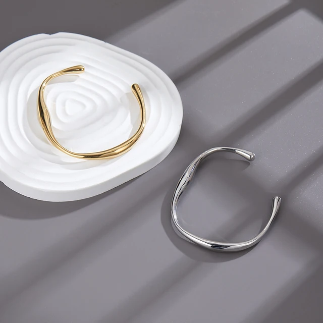 Stainless Steel Bracelet for Women Silvery Irregular Bracelets Opening Adjustable Cuff Bangles Couple Jewelry Accessories Gifts 4