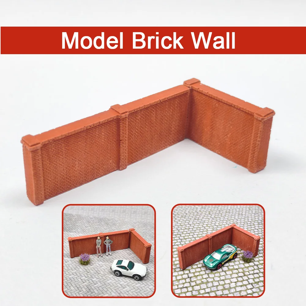 모델 벽돌 벽 울타리, 1:150 N 스케일 미니어처 벽돌 벽(디오라마, 워게임 지형, 모형 철도, 모래 테이블 풍경용)