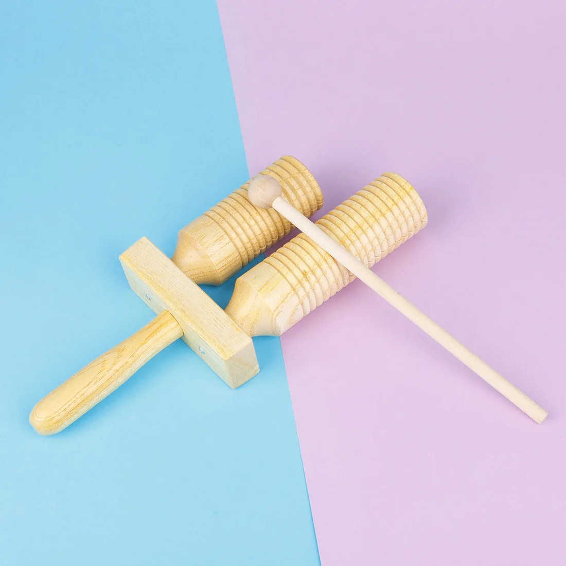 Orff percussion-wooden high and low clapper double ring early education music two-tone clapper