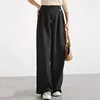Irregular Button Pant For Women High Waist Solid Straight Wide Leg Trousers Office Lady Clothing 2024 Autumn New 4