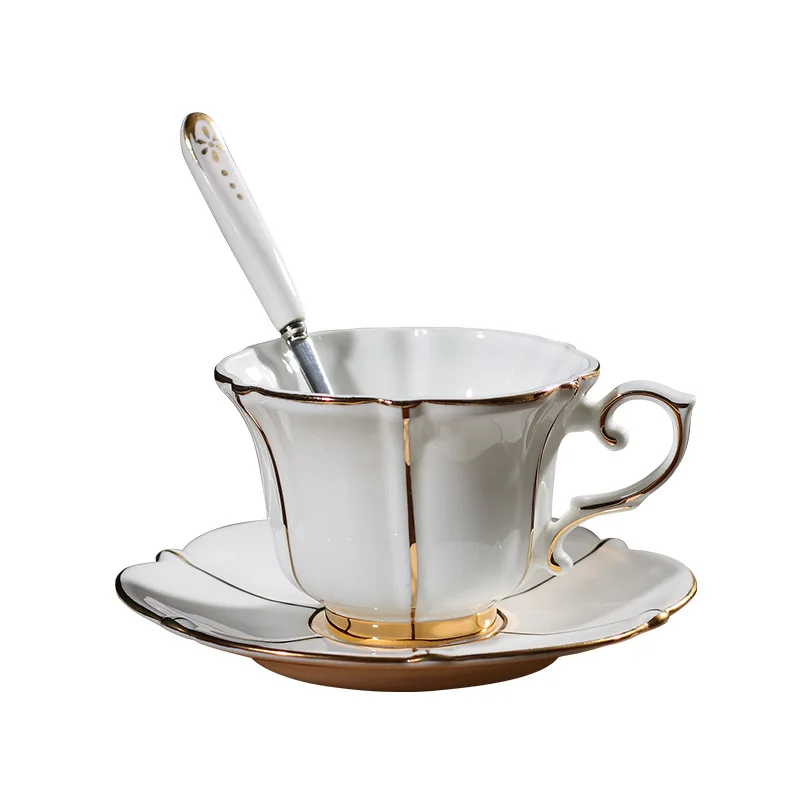 British Afternoon Tea Cup Set, European Luxury Ceramic Cup with Plate & Spoon, Porcelain Tea Mug 6