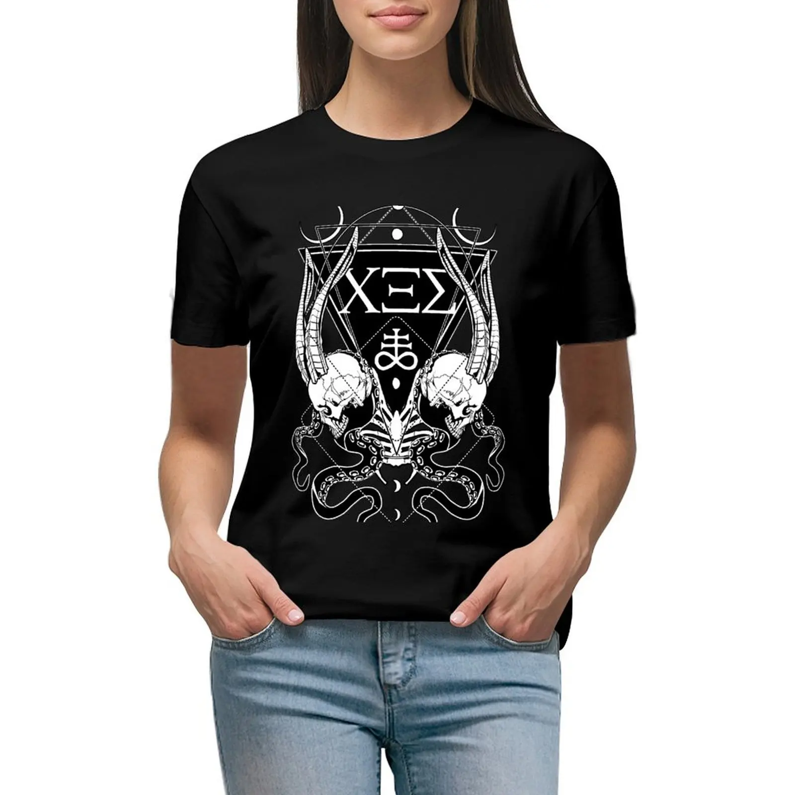 

ΧΞΣ (666) the Number of the Beast T-Shirt summer tops graphics quick drying plain oversized workout shirts for Women