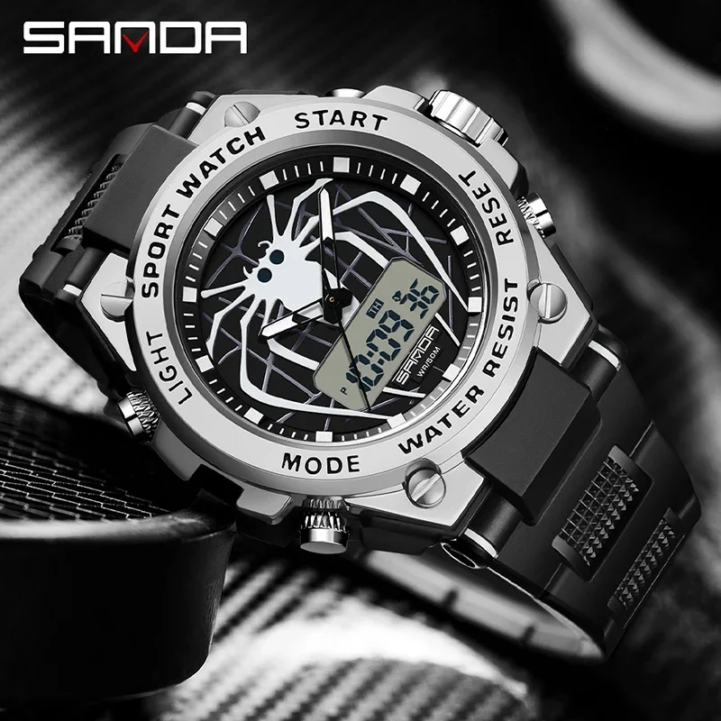 

SANDA 3159 New Design Fashion Mens 2023 Sport Military Quartz Watches 50M Waterproof Wristwatch For Male Clock Relogio Masculino