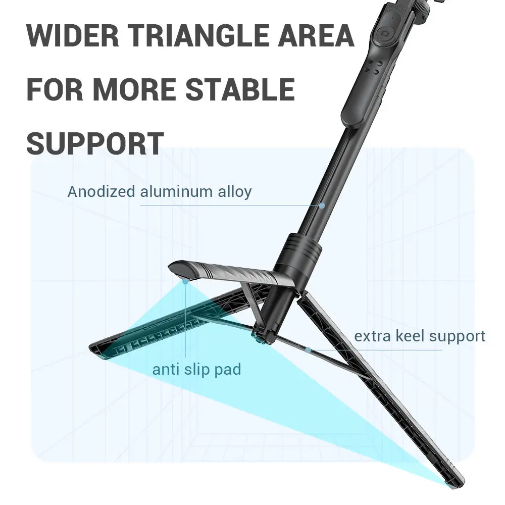 K28 Selfie Stick Tripod Extendable with Wireless Remote Floor Live Broadcast Bracket Handheld Stabilizer Selfie Stick Tripod