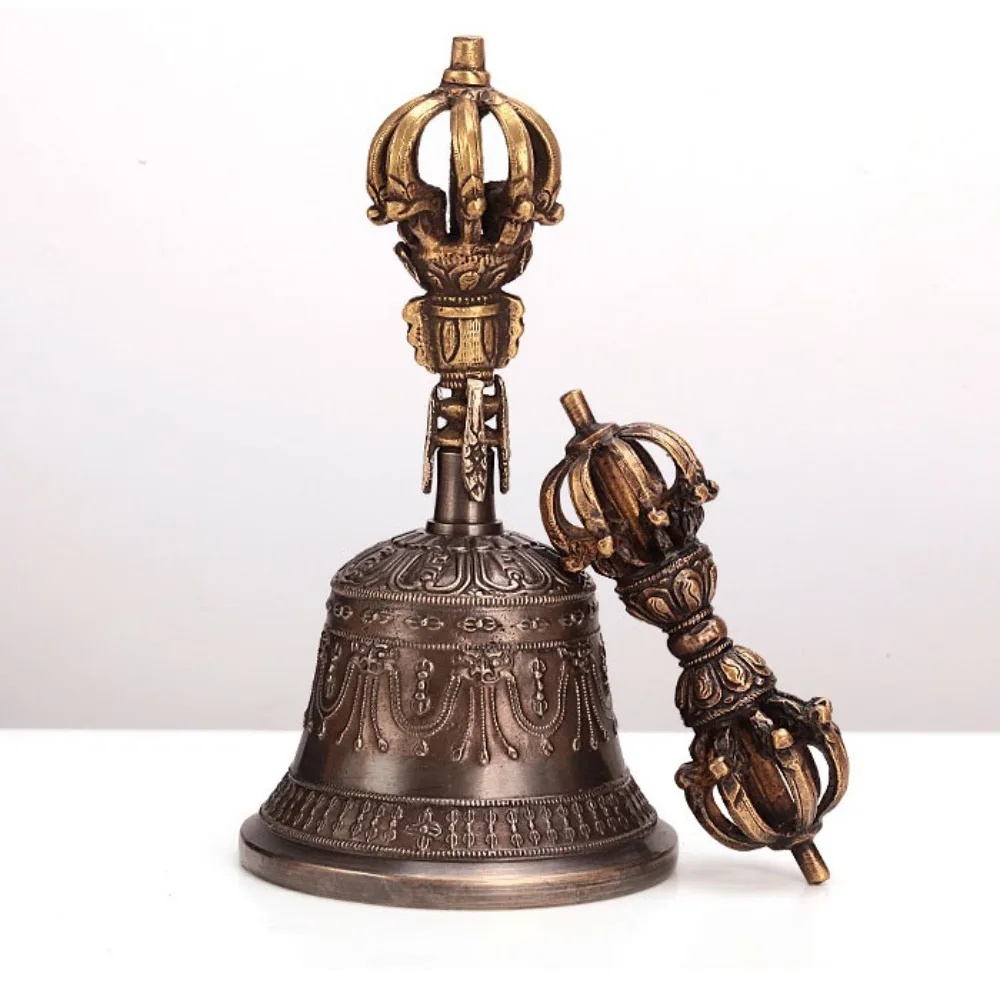 

Nepal Brass Tibetan Bells Handmade Vintage Buddhist Meditation Bell Chimes Percussion Instrument Decoration Outdoor Wind Chime