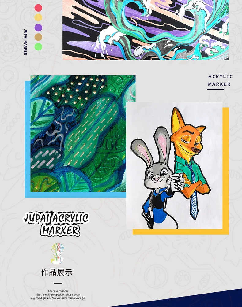 JUPAI Colors Acrylic Paint Pens, Large capacity 5g Water-based Ink Permanent Markers for Drawing Manga Arts and Crafts Supplies