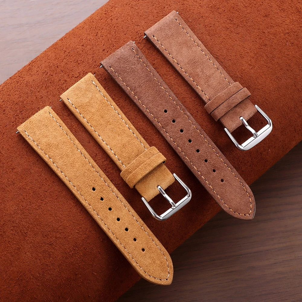 Premium Suede Leather Watch Strap - Quick Release, Multi-Color Options