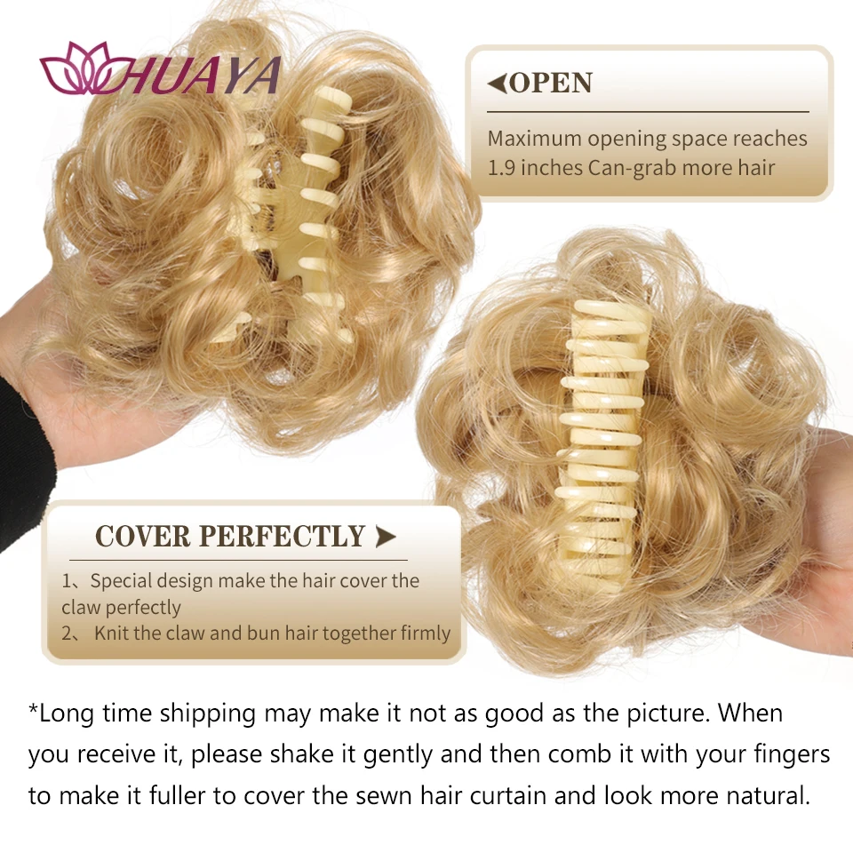 Synthetic Chignon Messy Hair Bun Claw Clip in Hair Piece Wavy Curly  Bun Ponytail Extensions Scrunchie Hairpieces for Women