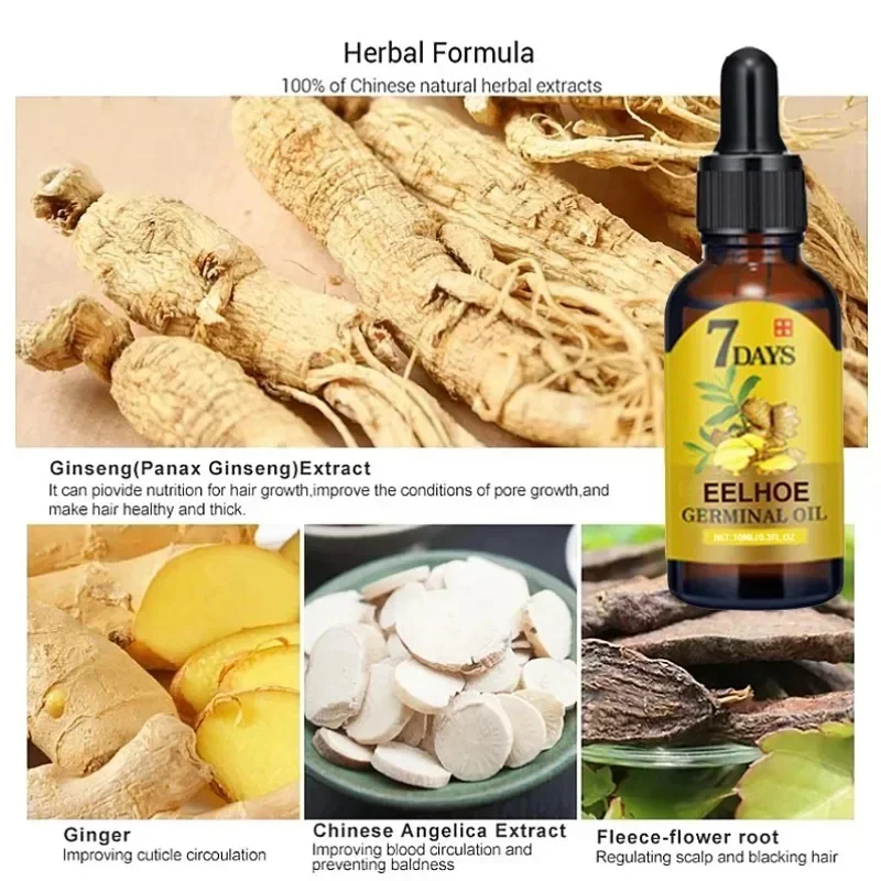 7 Days Ginger Hair Serum Strengthen Hair Roots Repair Damaged Essential Oil Nourish Scalp Care Product For Women Men