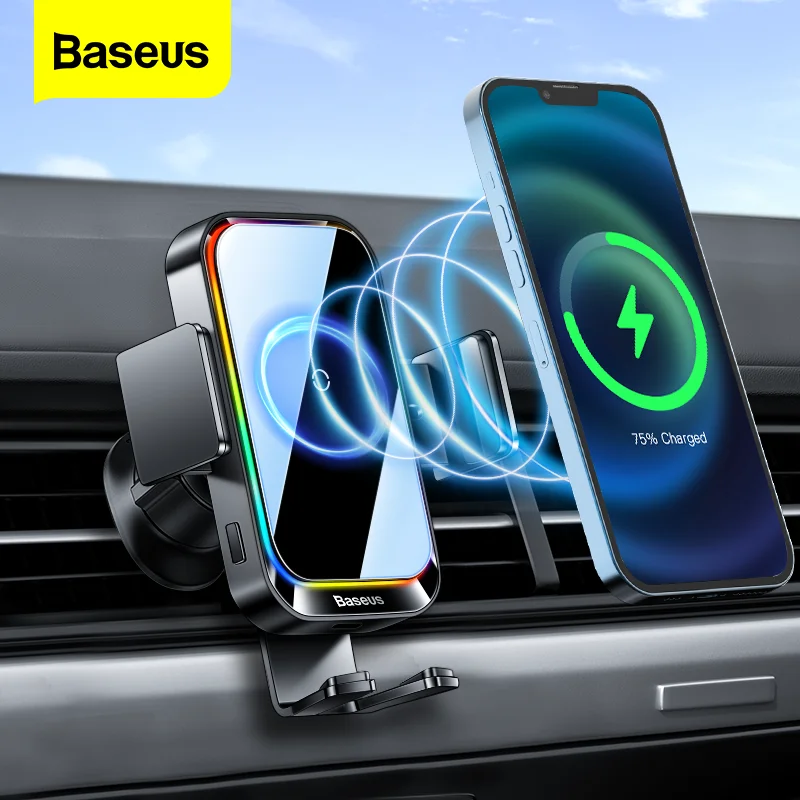 Baseus-Soporte de teléfono para coche, cargador inalámbrico Qi de